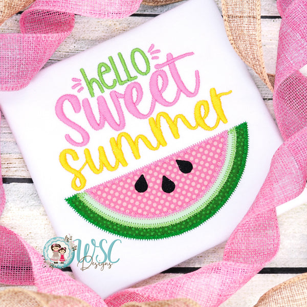 Girls Summer Shirt - Hello Sweet Summer with Watermelon Shirt
