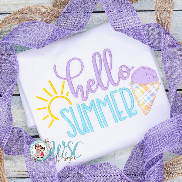 Girls Summer Shirt - Hello Summer with Snow Cone Shirt