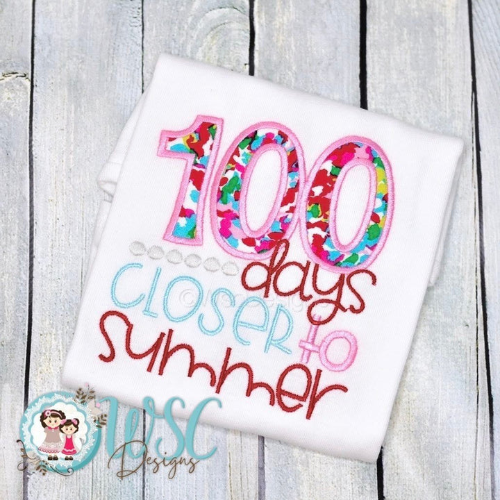 100 Days Closer To Summer School Embroidered Shirt for Girls - WSC-Designs Boutique