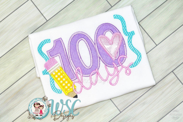 100 Days of School Embroidered Shirt for Baby Girls - WSC-Designs Boutique