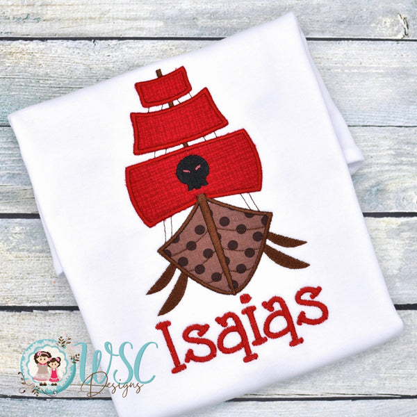 Baby Boy Pirate Ship Embroidered T-Shirt - WSC-Designs Boutique