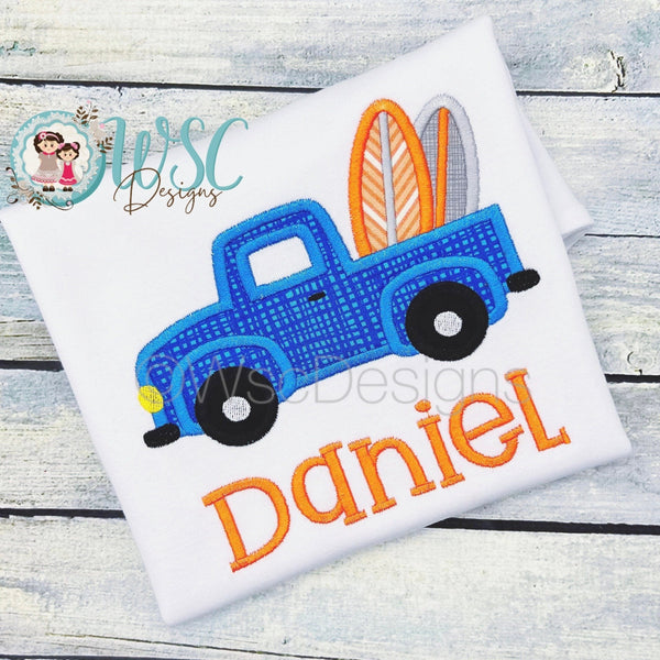 Baby Boy Surf Boards Truck Embroidered T-Shirt, Boys Surfing Tee - WSC-Designs Boutique