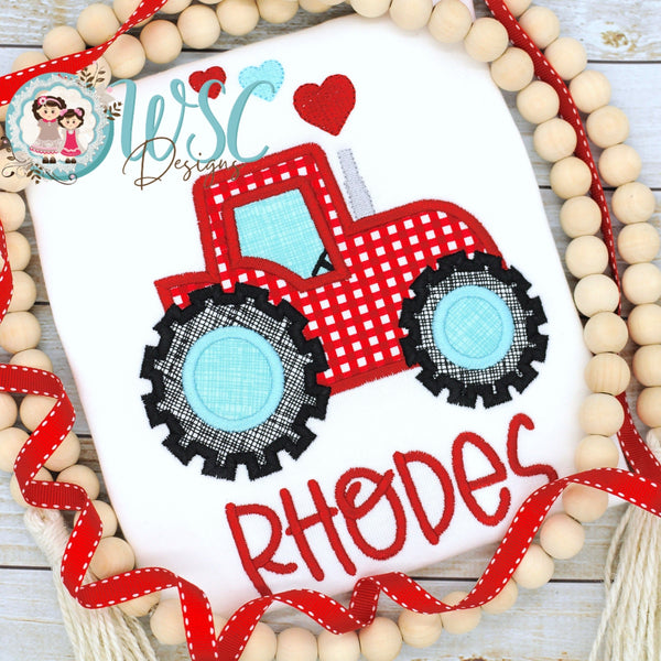 Baby Boy Valentine Tractor T Shirt with Hearts - WSC-Designs Boutique