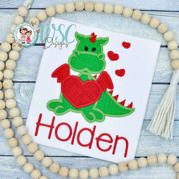 Baby Dragon Valentines Embroidered T Shirt - WSC-Designs Boutique