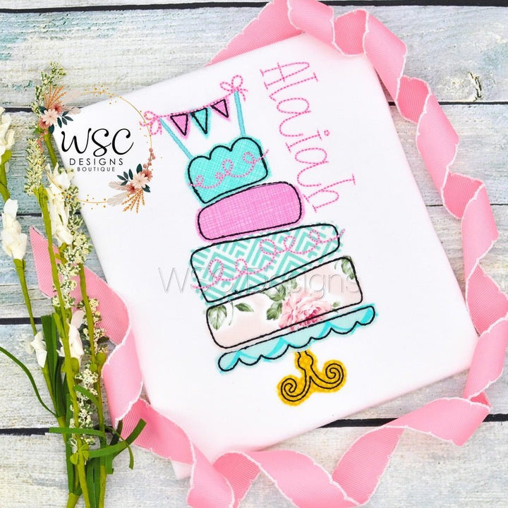 Birthday Cake Applique T-shirt for Girls - WSC-Designs Boutique