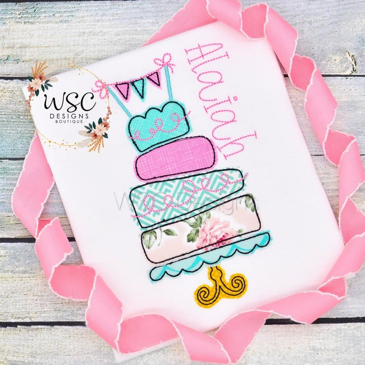 Birthday Cake Applique T-shirt for Girls - WSC-Designs Boutique