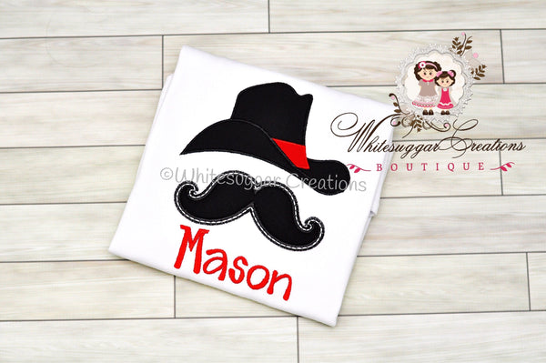 Boy Cowboy Hat and Mustache Shirt - WSC-Designs Boutique