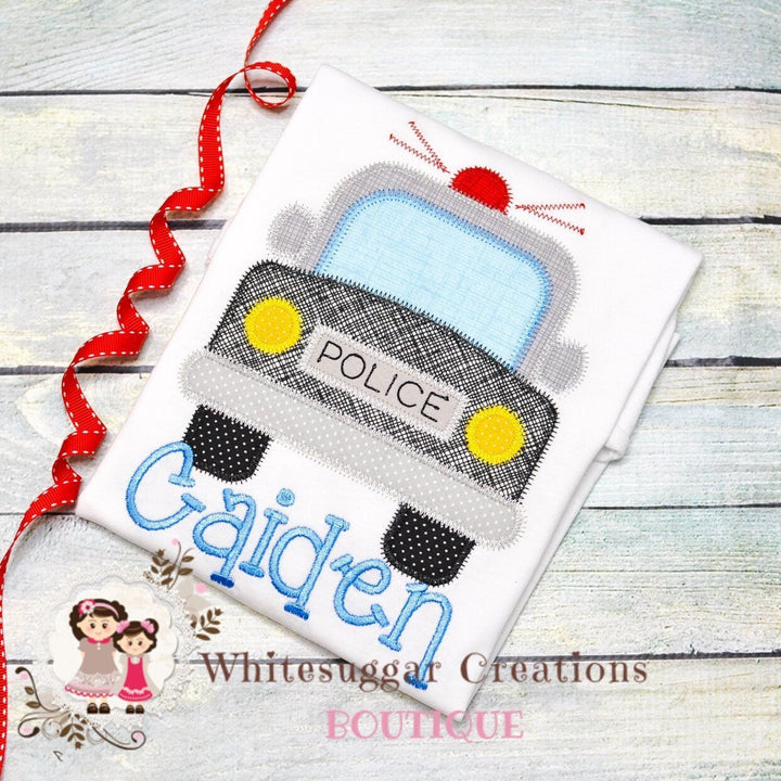 Boy Police Car Embroidered T Shirt - WSC-Designs Boutique