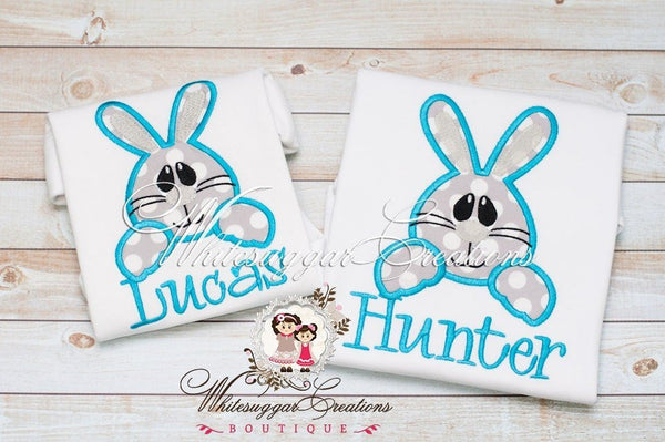 Boys Easter Bunny Embroidered T-Shirt, Easter Bunny Face Shirt - WSC-Designs Boutique