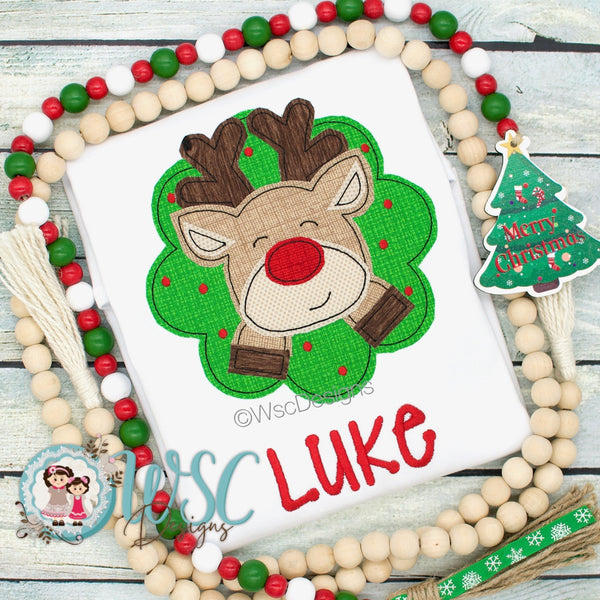 Christmas Wreath Reindeer Boy Shirt - WSC-Designs Boutique