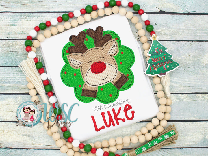 Christmas Wreath Reindeer Boy Shirt - WSC-Designs Boutique