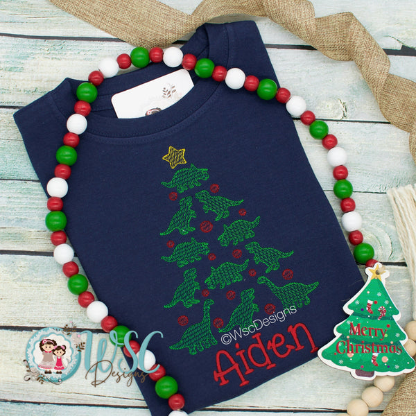 Dino Christmas Tree Shirt for boys - WSC-Designs Boutique