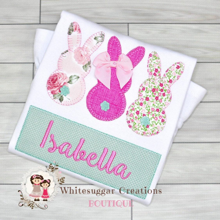 Easter Bunnies Trio Shirt for Girls| Mint and Pink - WSC-Designs Boutique