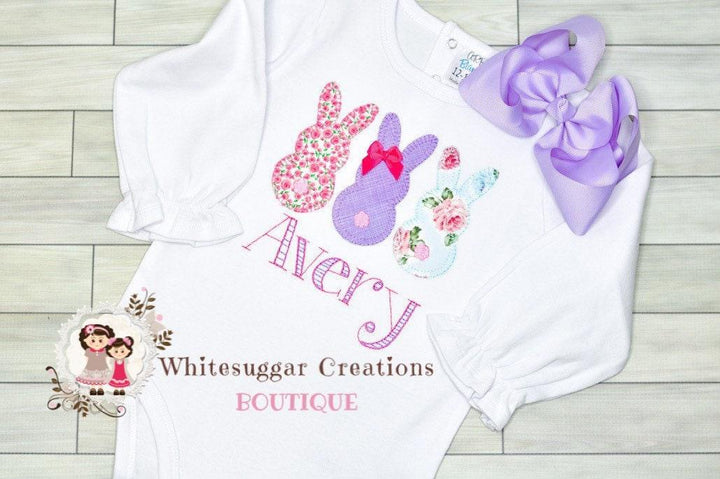 Easter Bunnies Trio Shirt for Girls | Pink and Purple - WSC-Designs Boutique
