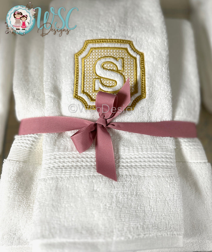 Elegant Embossed Initial Embroidered Towel Gift Sets - WSC-Designs Boutique