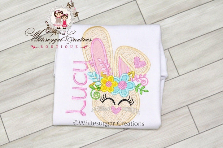 Floral Easter Bunny Embroidered Shirt for Girls - WSC-Designs Boutique