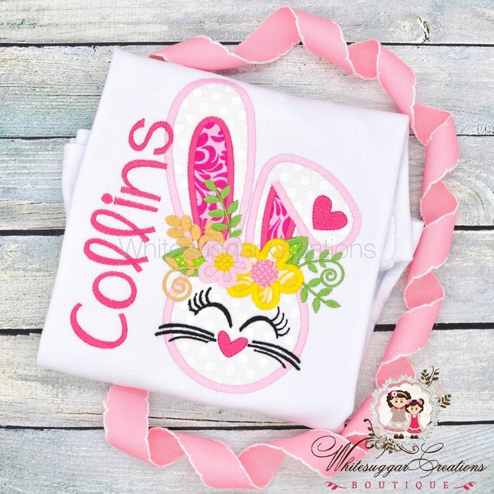Girl Floral Easter Bunny Embroidered Shirt - WSC-Designs Boutique