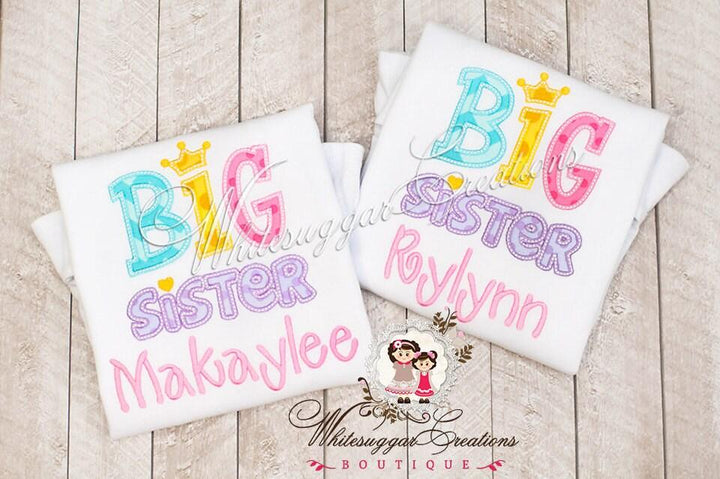 Girl Personalized Big Sister Embroidered Shirt - WSC-Designs Boutique