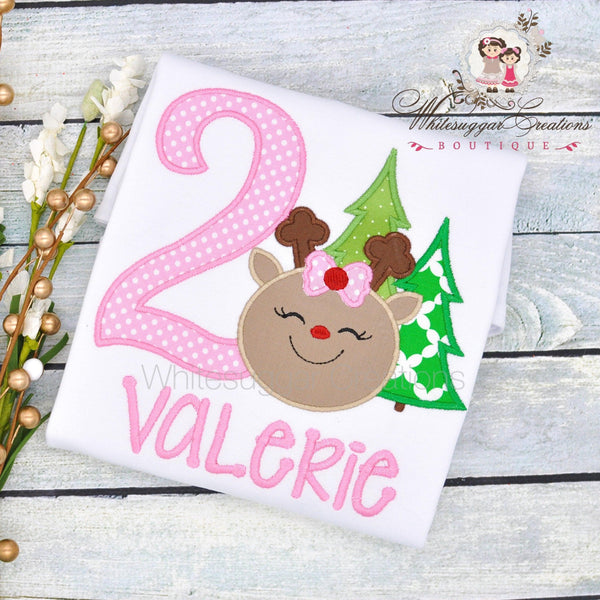 Girl Reindeer Birthday Shirt, Pink Wonderland - WSC-Designs Boutique