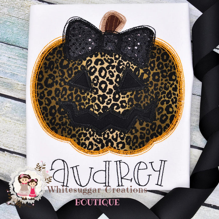 Girls Halloween Leopard Pumpkin Shirt - WSC-Designs Boutique