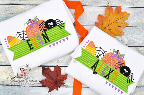Girls Halloween Pumpkin Spider Candy Corn Shirt - WSC-Designs Boutique