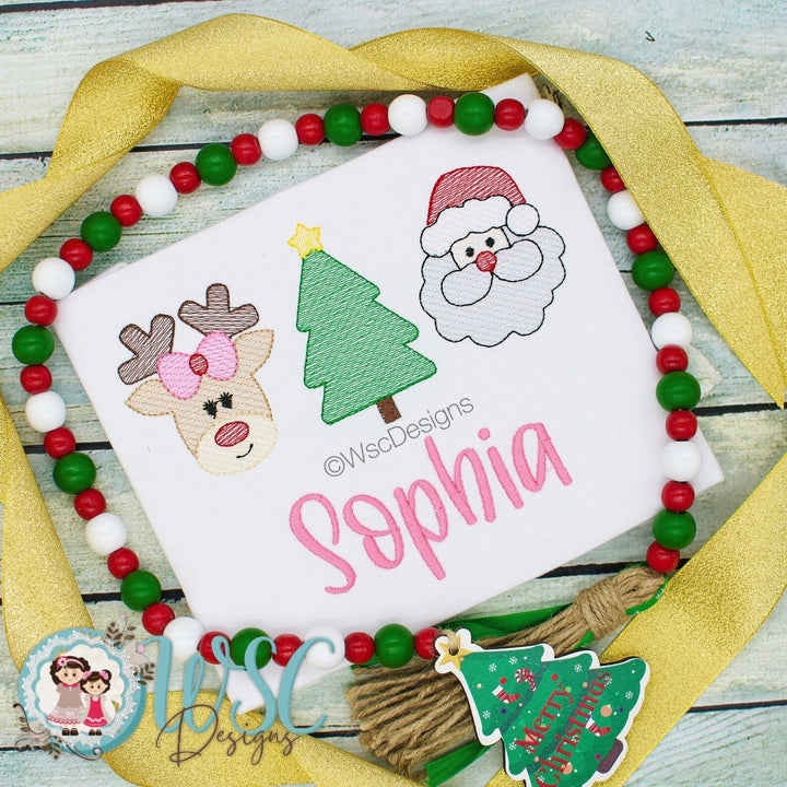Girls Santa, Reindeer and Christmas Tree Shirt - WSC-Designs Boutique
