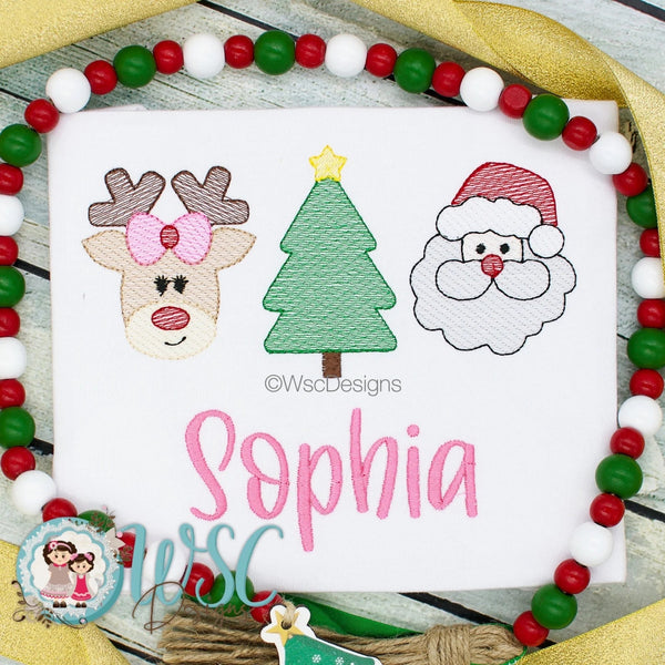 Girls Santa, Reindeer and Christmas Tree Shirt - WSC-Designs Boutique