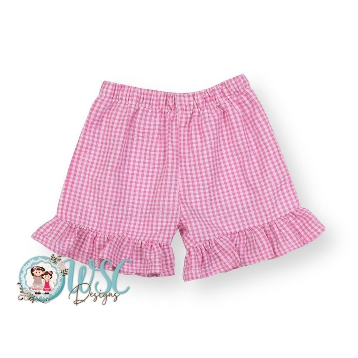 New! Pink/Purple/Red Gingham Ruffle Shorts for Girls - Add on - WSC-Designs Boutique