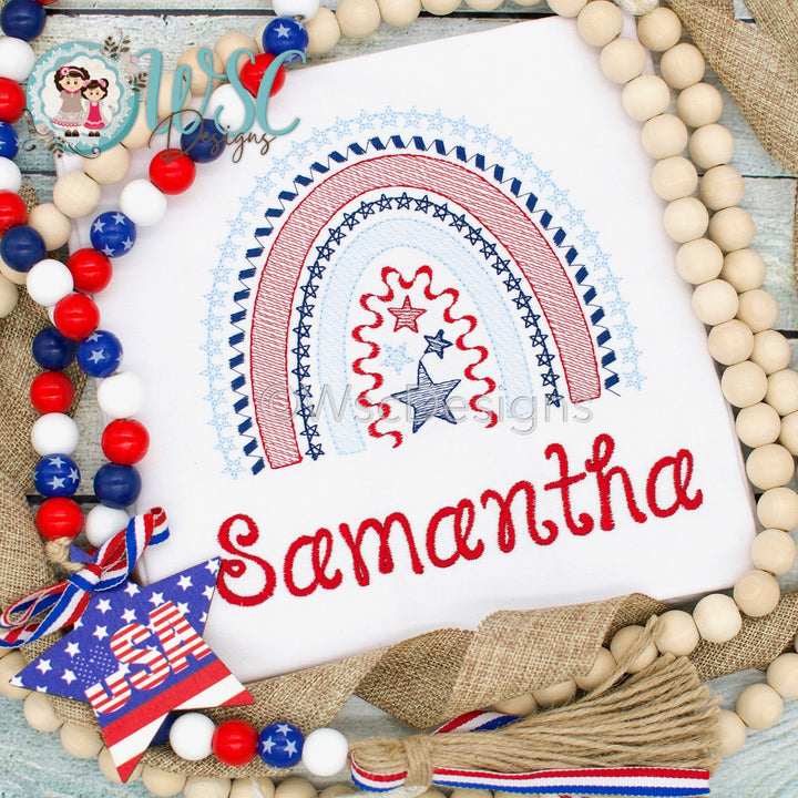 Personalized Patriotic Rainbow Stars 4th of July Shirt for Girls - WSC-Designs Boutique