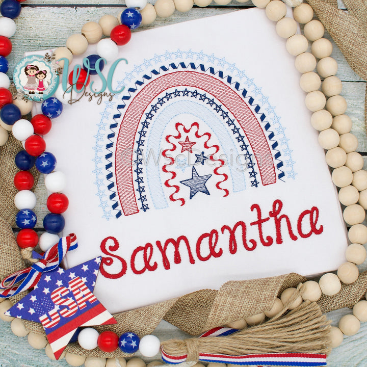 Personalized Patriotic Rainbow Stars 4th of July Shirt for Girls - WSC-Designs Boutique