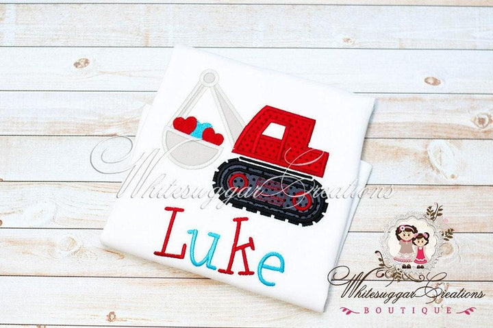 Valentines Bulldozer Shirt with Hearts - WSC-Designs Boutique